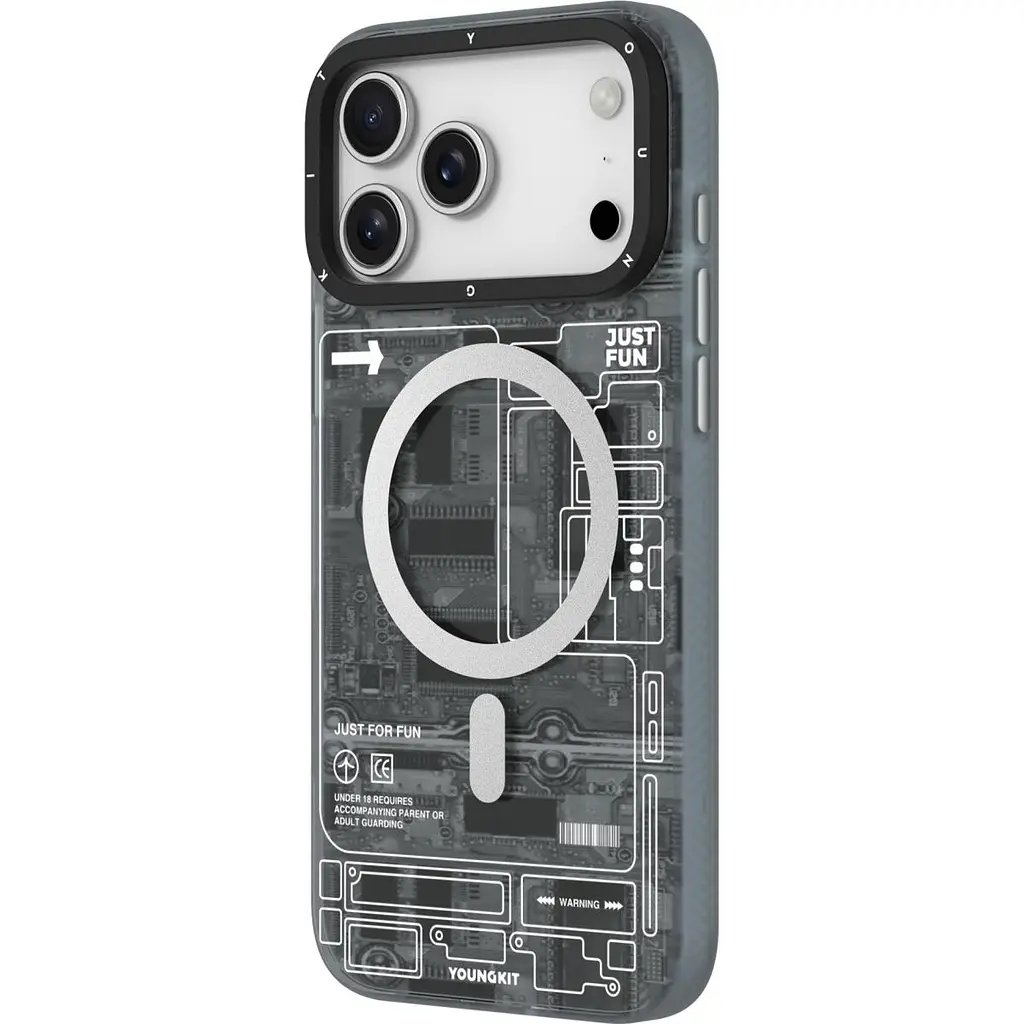 Чохол YoungKit Futuristic Circuit Board with Magnetic Ring для Apple iPhone 17 Pro Black [168261] - фото 2