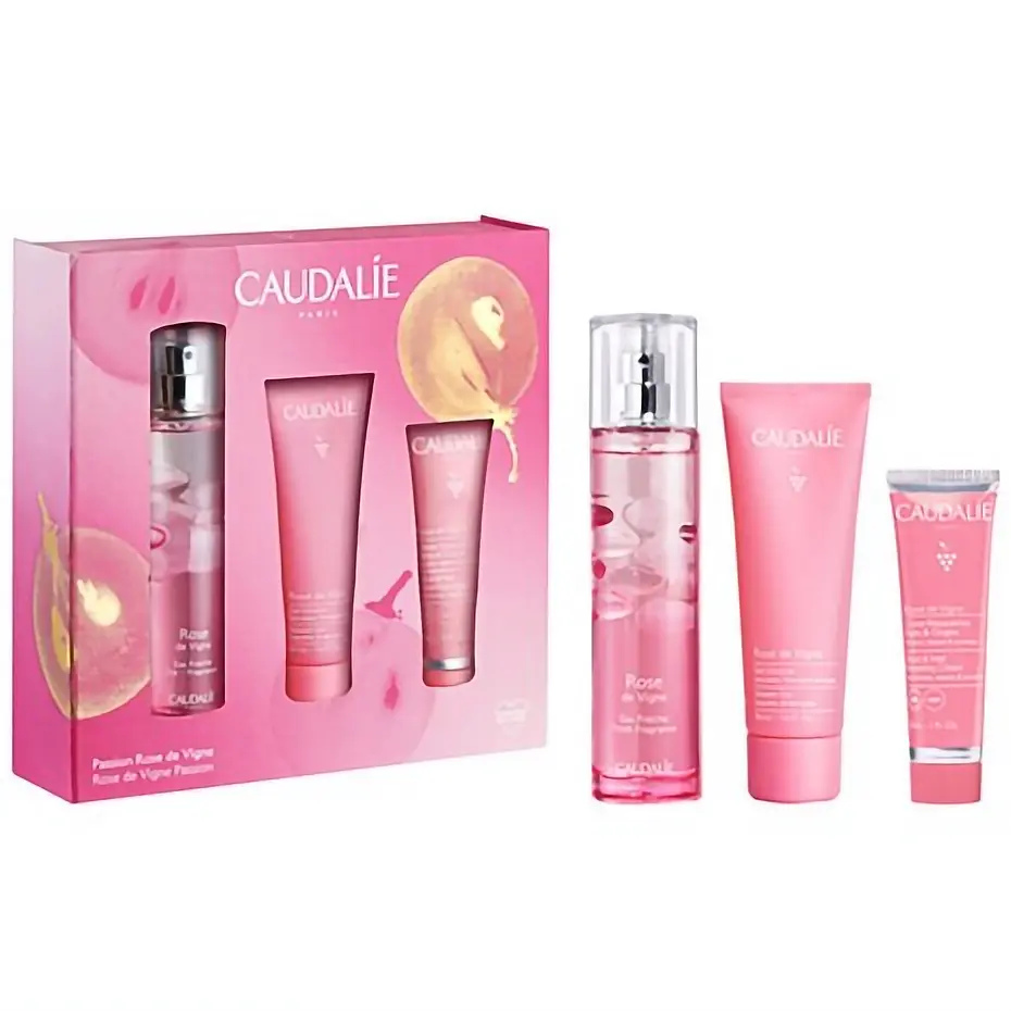 Набор Caudalie Rose de Vigne: энергетическая туалетная вода 50 мл + гель душа 50 мл + крем для рук 30 мл - фото 2