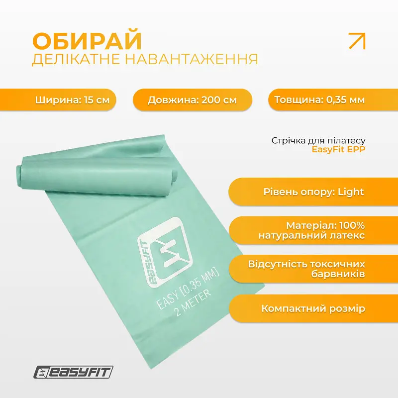 Стрічка для пілатесу EasyFit EPP 0.35 мм м’ятна - фото 3