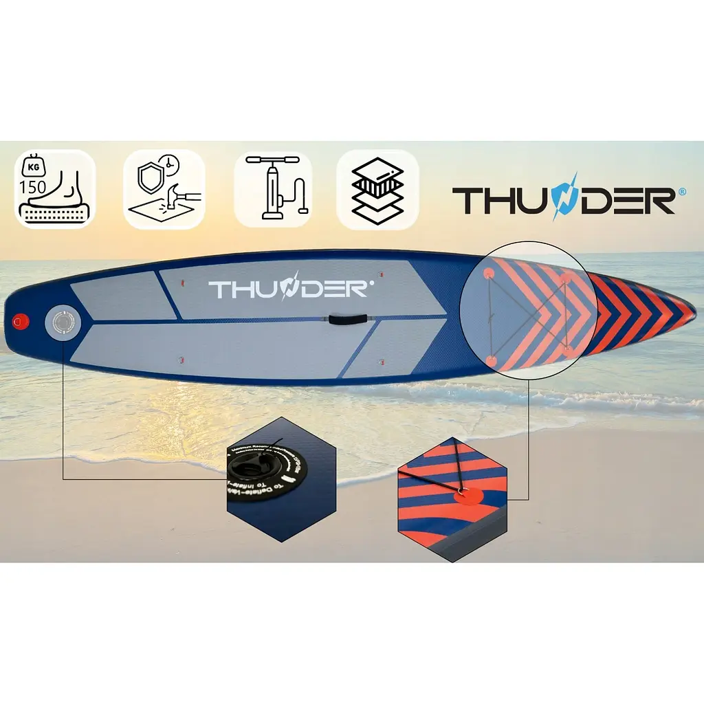 Надувна дошка SUP THUNDER Steel 365 см з веслом Red - фото 4