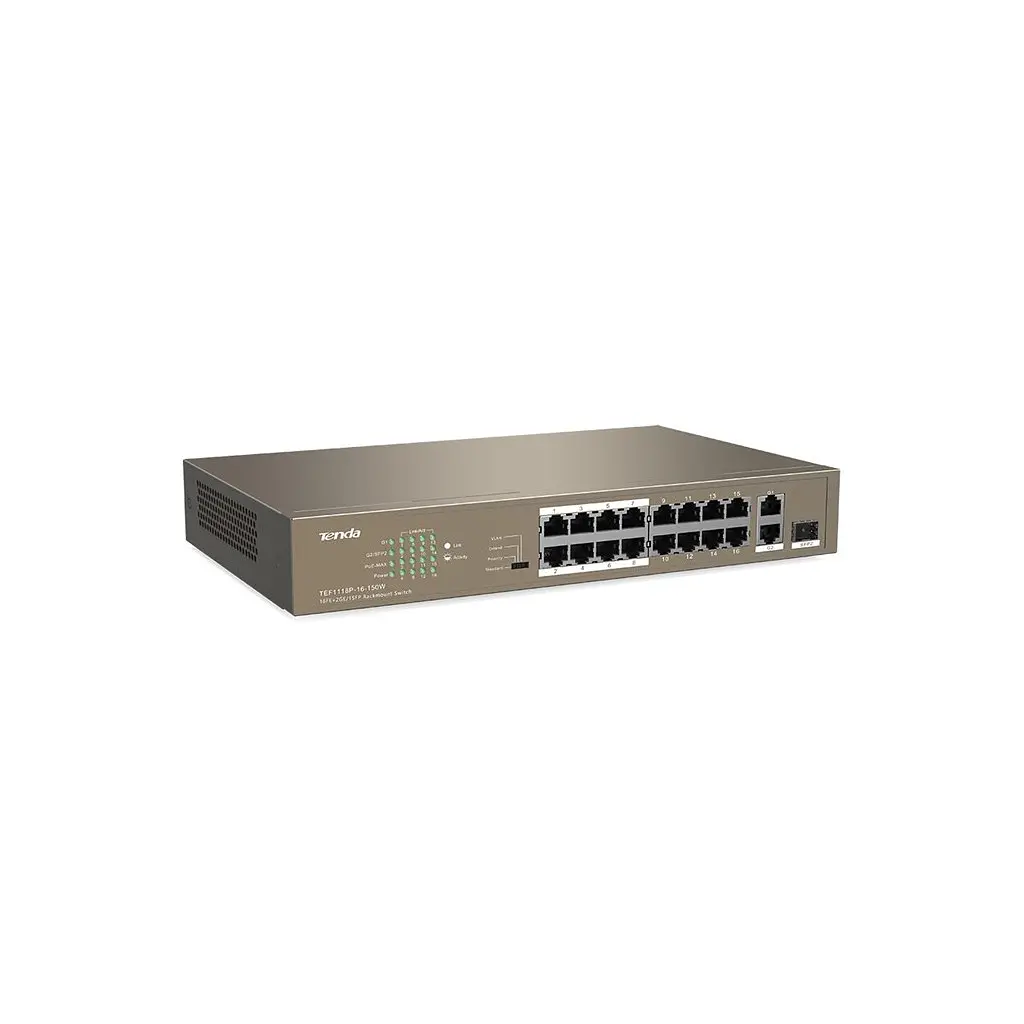 Комутатор мережевий Tenda TEF1118P-16-150W - фото 3