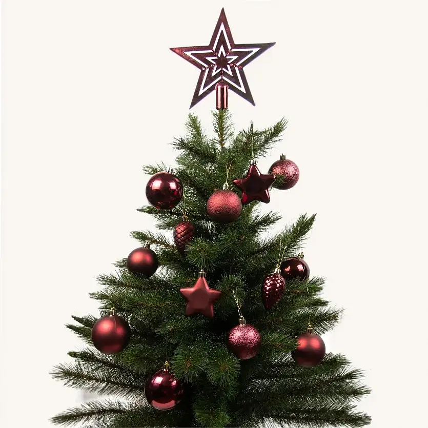 Ялинкові кулі та прикраси House of Seasons пластикові 6-8/20 см 40 шт. бордові (8720967923625) - фото 2