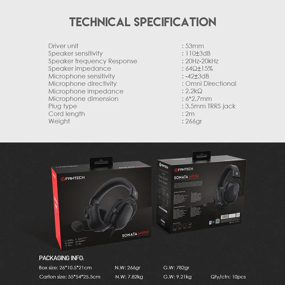 Игровые Наушники Fantech MH90 Sonata Черный - фото 4