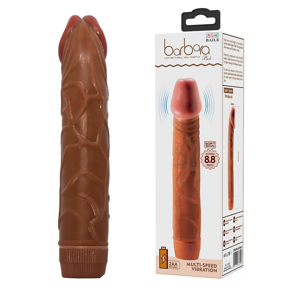 Реалистичный вибратор Baile Barbara Bob 8.8'' 22.5 см коричневый - фото 3