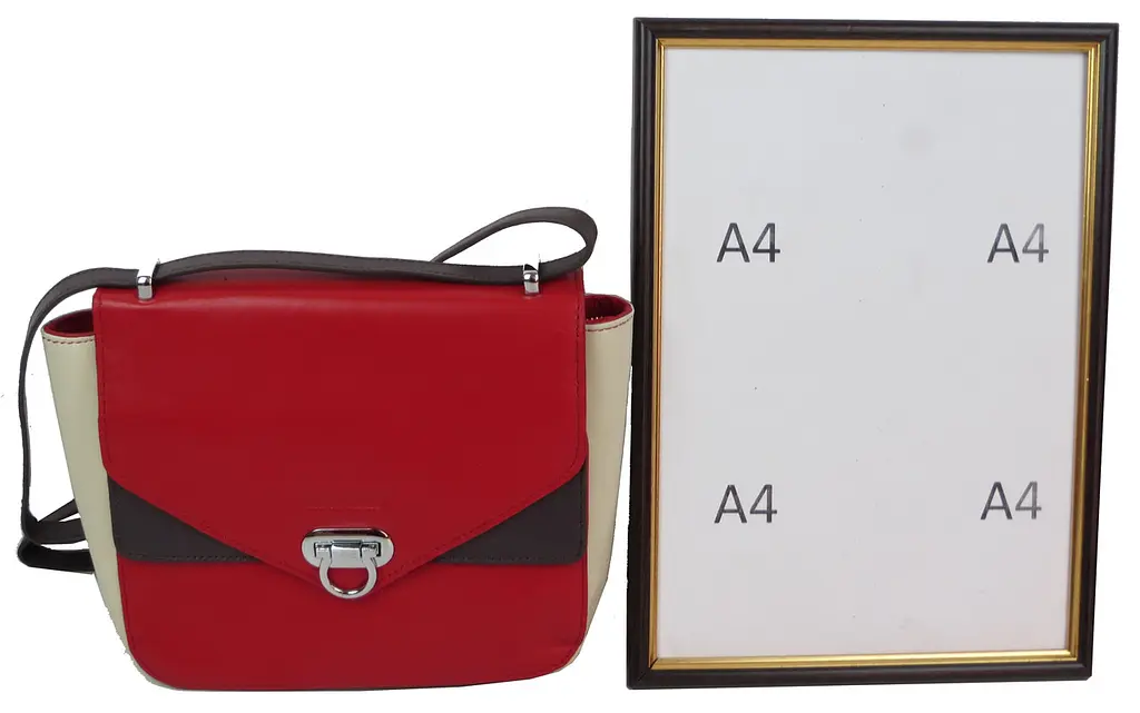 Невелика жіноча шкіряна сумка Giorgio Ferretti 35553SD04 Червона з бежевим - фото 6