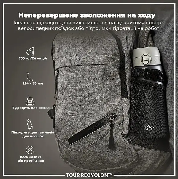 Бутылка для воды ION8 750 мл (ЭКО бутылка) BPA Free Grey (I8RF750GRY) - фото 5