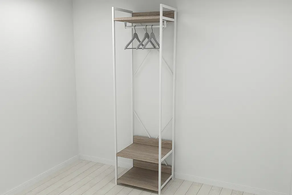 Шафа Гардероб Уні секція 1 серії Конект Ferrum-decor 220x60x50см Білий метал ДСП Дуб Сонома Трюфель 32 мм (FRD-104510) - фото 8