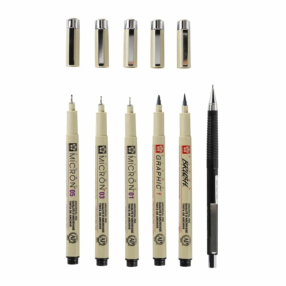 Набір лінерів для манга Sakura MANGA PIGMA TOOL SET, 6 шт. - фото 3