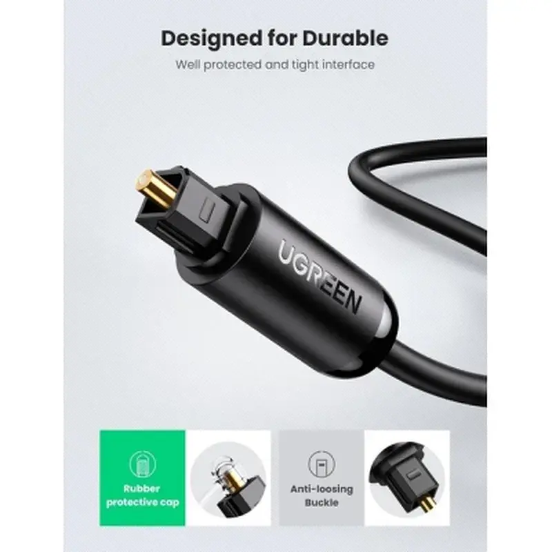 Кабель мультимедійний Optical Toslink 1.0m AV122 black Ugreen (70890) - фото 5