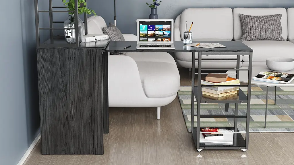 Стіл-тумба трансформер Смарт 3/2 з етажеркою Ferrum-decor 1430x1450x600 Чорний метал ДСП Сосна Кембра 16 мм (FRD-105118) - фото 10