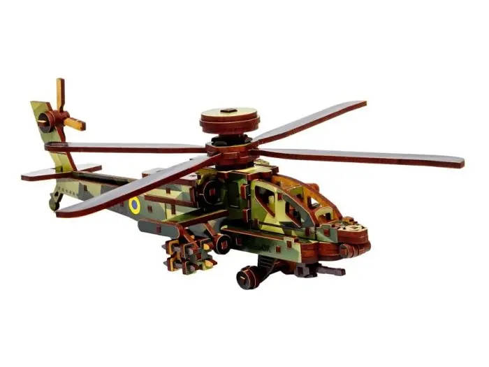 Дерев'яний 3D конcтруктор Sky Chopper, Puzzleоk (Puz-00954), 125 дет. - фото 6