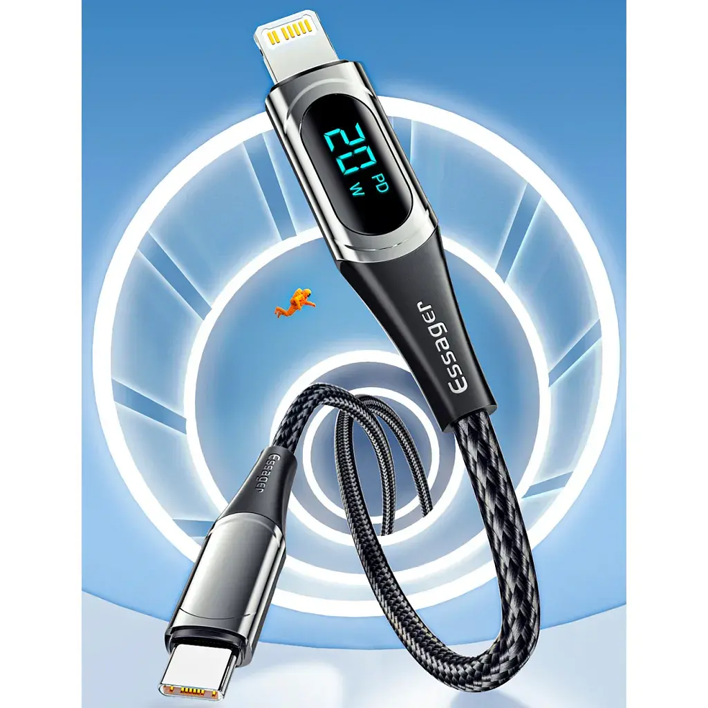 Дата кабель USB-C to Lightning 2.0m 20W Digital Display black Essager (EXCTL-YDA01) - фото 9