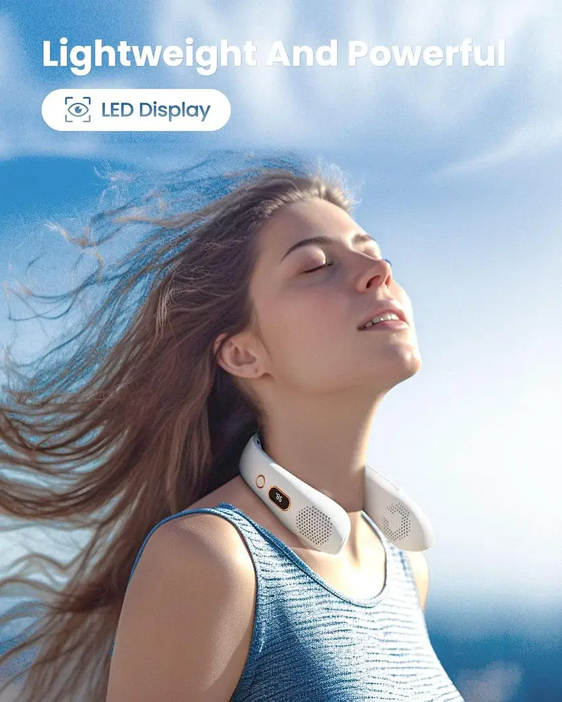 Шейный вентилятор Gaiatop светодиодный дисплей 360° USB - фото 6