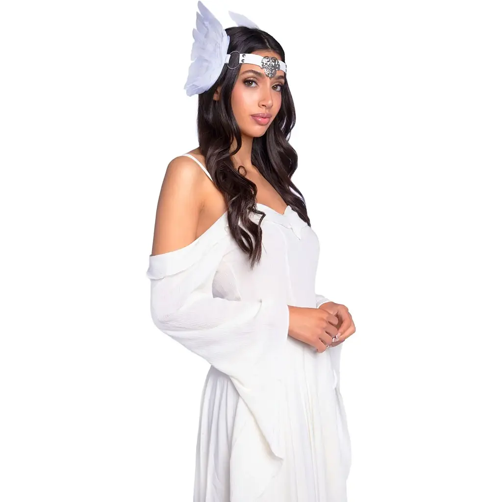 Пов’язка на голову з крилами Leg Avenue FeaTher headband White, пір’я та натуральна шкіра - фото 3