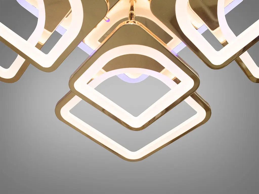Люстра стельова LED Diasha 8060/4+4G, 190W, 3200K-6500K, золото, сучасний стиль для дому - фото 6