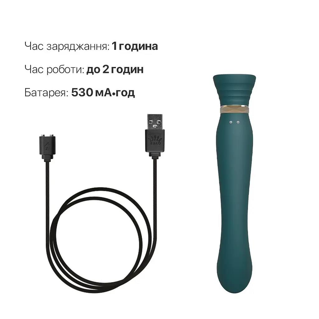 Смартвібратор 3в1 Zalo - Queen Set Jewel Green, пульсівна перлина та вакуум, кристал Swarovski - фото 7