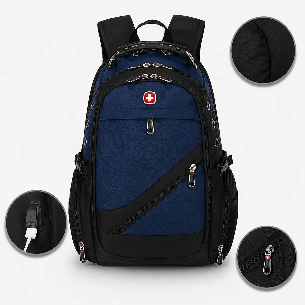 Рюкзак, швейцарський рюкзак, SwissGear 8810, рюкзак туристичний, рюкзак для ноутбука Синій - фото 6