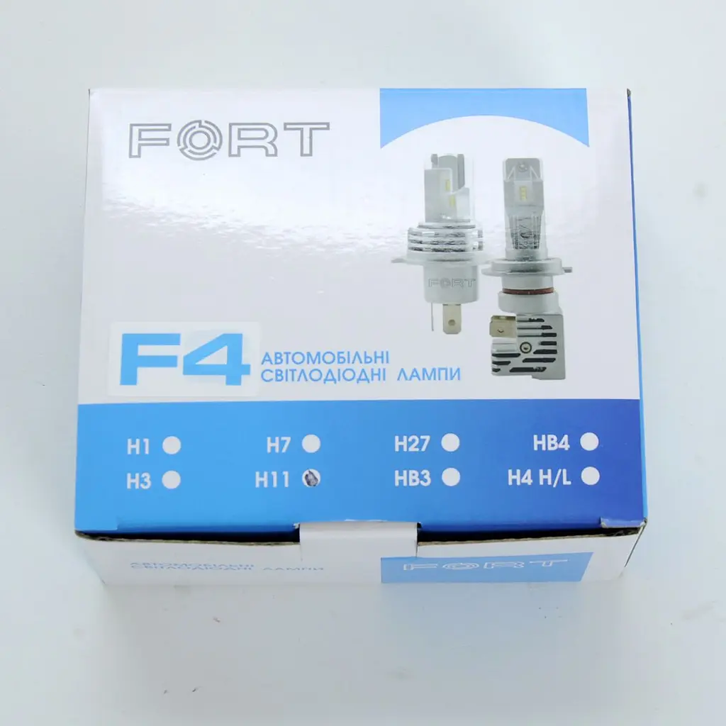 LED лампи автомобільні FORT F4MINI H11/H8 радіатор+кулер 4000Lm/CSP/25W/6000K/IP65/9-16V 2шт - фото 2