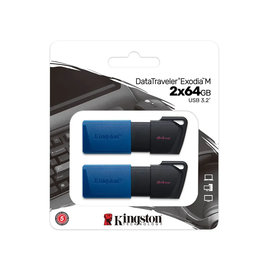 USB флеш накопитель Kingston 2x64GB DataTraveler Exodia M Black/Blue USB 3.2 (DTXM/64GB-2P) - фото 6