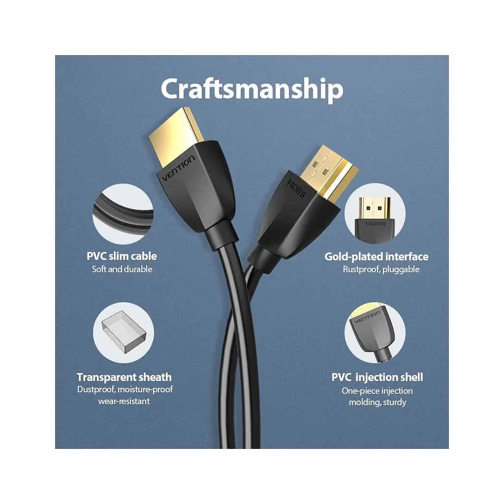Кабель мультимедійний HDMI M to HDMI M 1.5m 4K60Hz black Vention (AAIBG) - фото 8