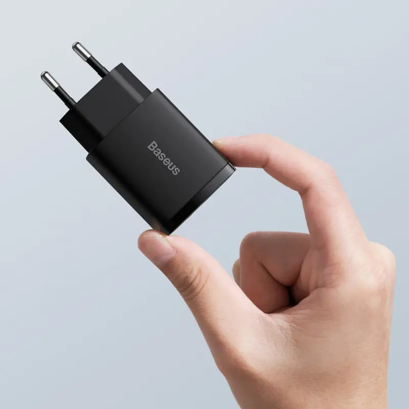 МЗП Baseus Compact Quick Charger 20W QC+PD (1USB-A/1C) (CCXJ-B) Black - фото 4