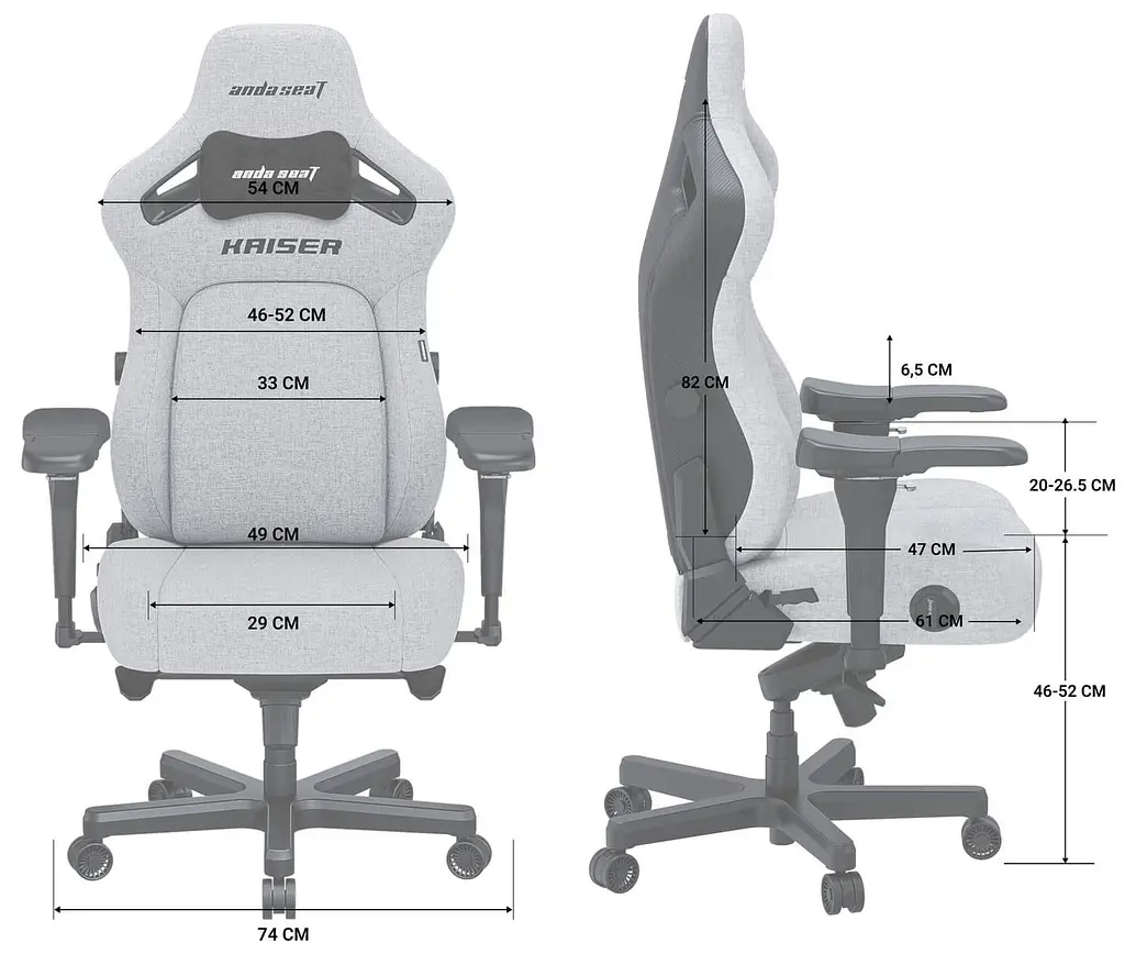 Ігрове крісло Anda Seat Kaiser 4 Dark Gray Fabric Size L (AD12YDDC-L-20-GB-CF) - фото 7