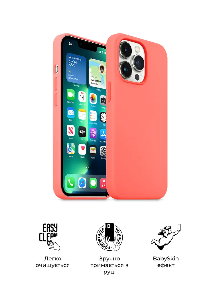 Силиконовый чехол для Apple iPhone 13 Pro, ICON2 Case, розовый, противоударный, панель, защита всего корпуса, матовая поверхность Soft Touch, выступает над дисплеем, совместим с защитными стеклами и пленками, с микрофиброй, ArmorStandart (ARM60489) - фото 3