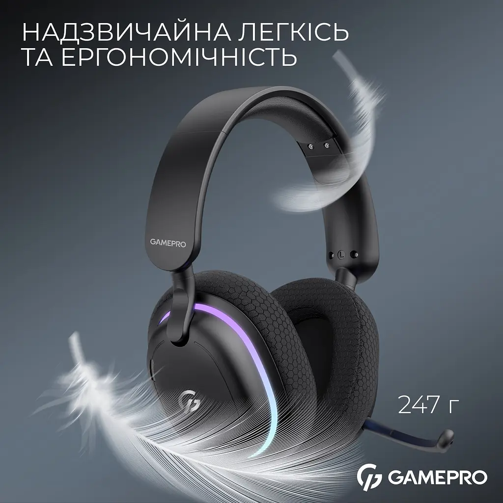 Навушники GamePro Asgard Bragi 7.1 RGB Tri-Mod Black бездротові (HSW250B) - фото 13