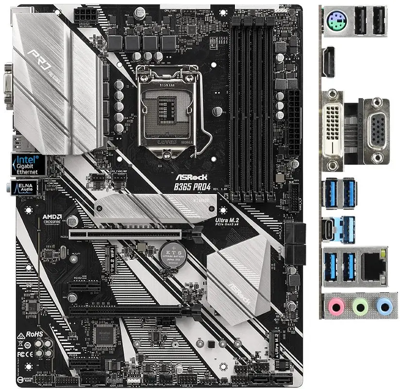Материнская плата AsRock B365 Pro4 (B365 Pro4) (Socket 1151 v2, Intel B365, ATX) Б/у - фото 2