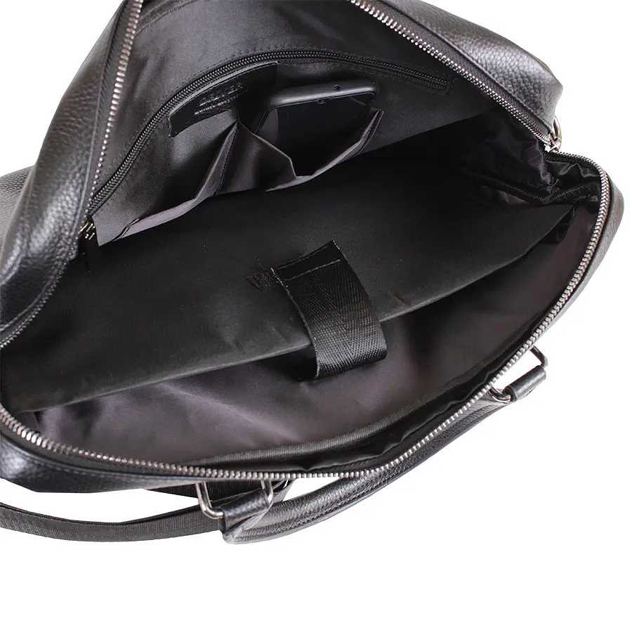 Портфель кожаный для ноутбука 13" и документов А4 DRL19286-6 черный - фото 8