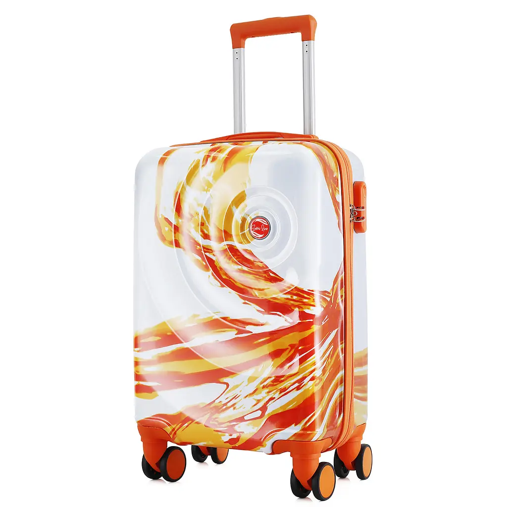 Валіза мала Semi Line T5655-1 20 дюймів Polycarbonate/ABS 4 подвійні колеса Білий з помаранчевим принтом - фото 3