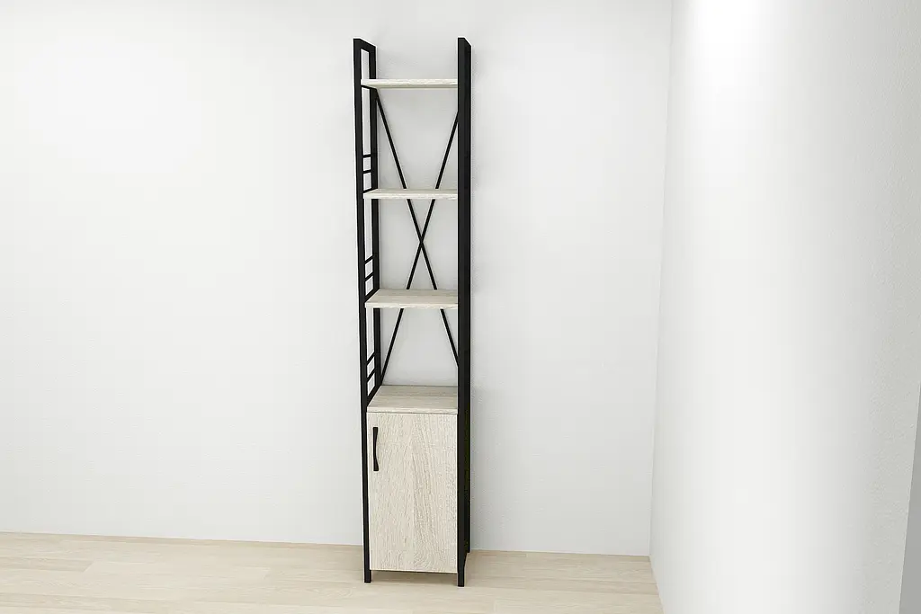 Этажерка 4/34 Ferrum-decor Серии Конект с тумбой 179x34x28 Черный ДСП Сонома (FRD-104466) - фото 2