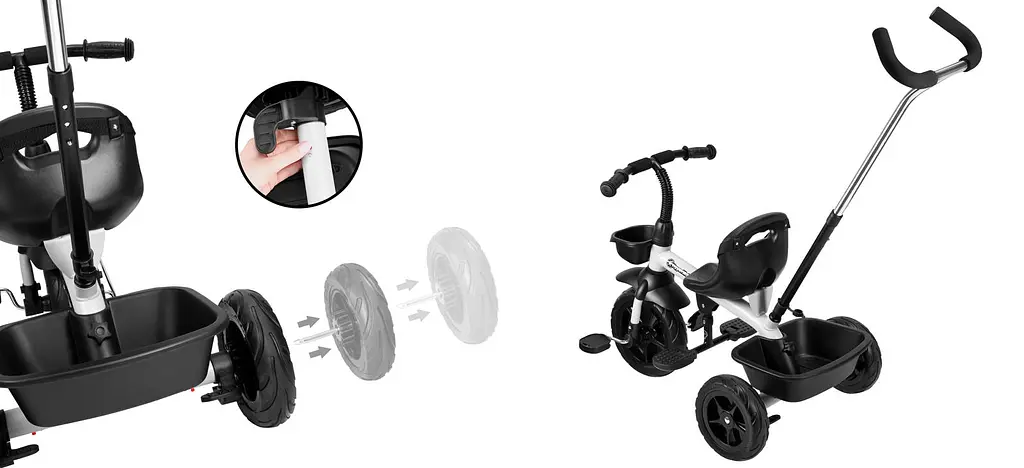 Дитячий триколісний велосипед HyperMotion Tobi Vector з батьківською ручкою 10" 8" light grey (TOBI VECTOR HYP SZAR) - фото 4