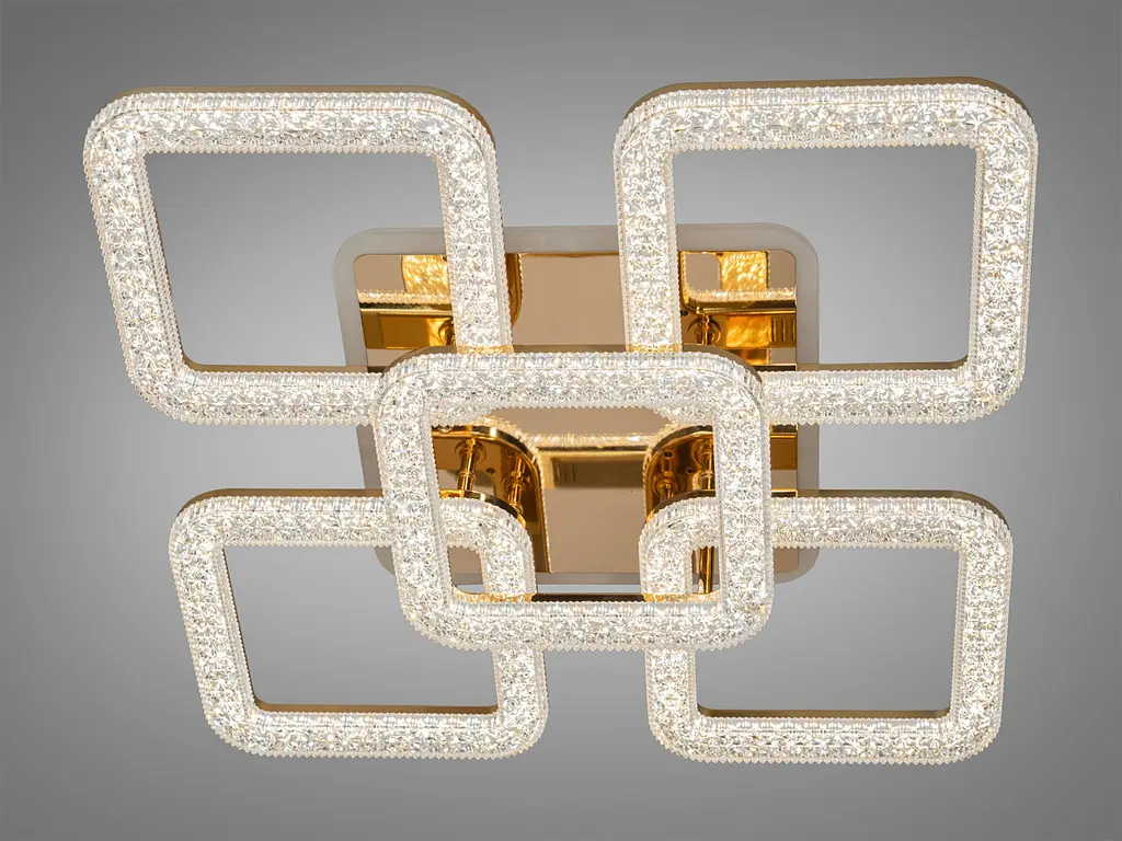 Люстра стельова LED Diasha 2205/4+1G, 80W, 3200K-6500K, золото, сучасний стиль, з пультом, димером - фото 2