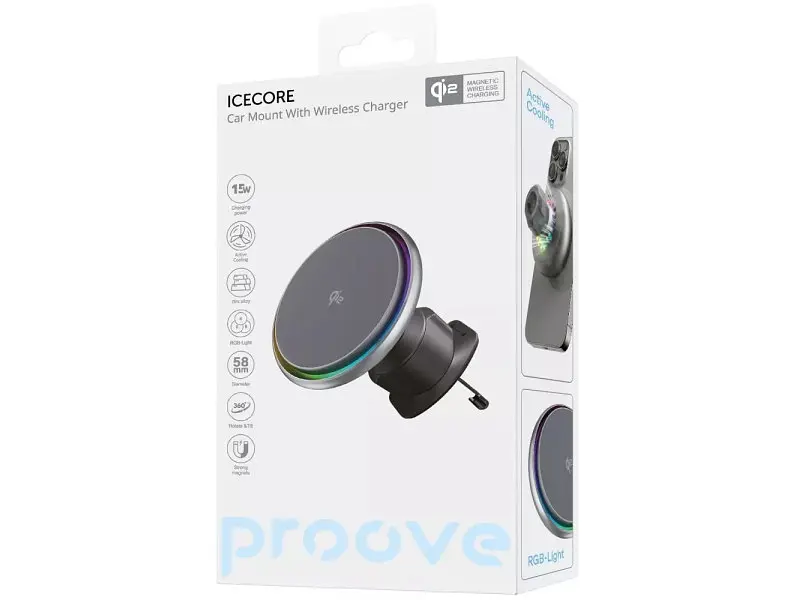Автомобільний тримач для смартфона Proove IceCore QI2 15W Black (WHIC15002003) - фото 2