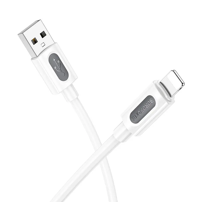 Дата кабель Borofone BX114 Structure USB to Lightning 2.4A (1m) White - фото 2
