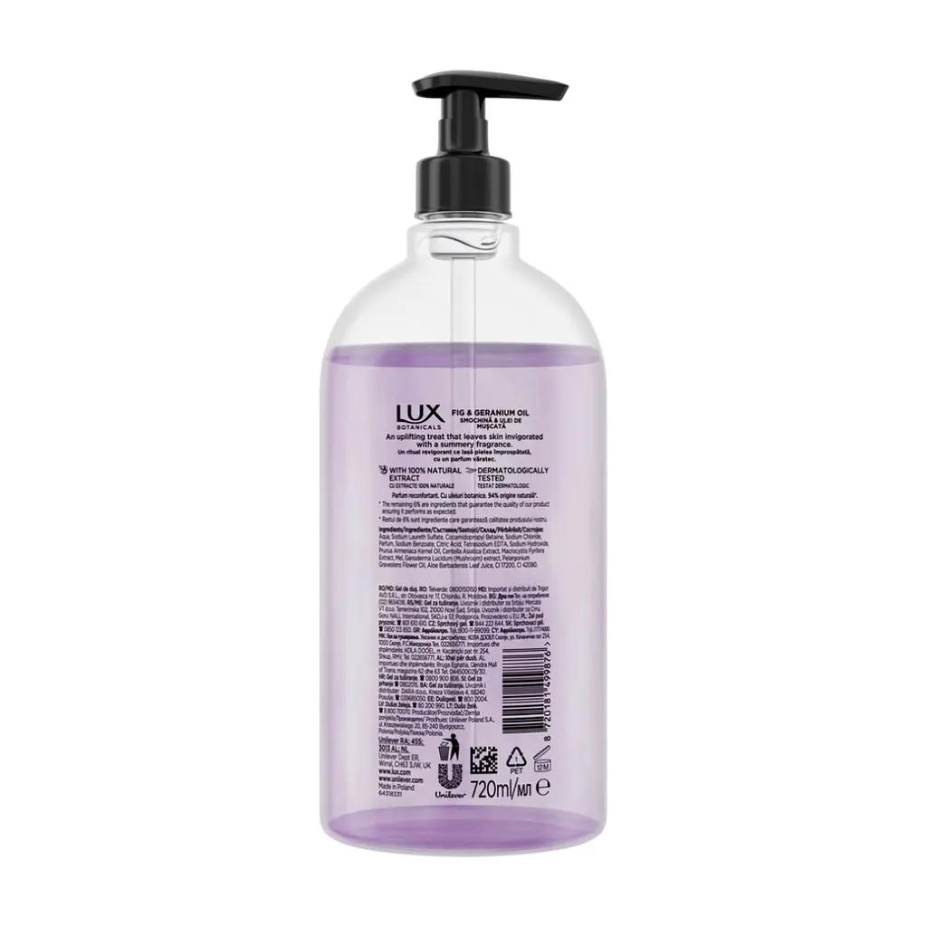 Гель для душу Lux Botanicals Інжир та олія герані 720 мл (8720181499876) - фото 2