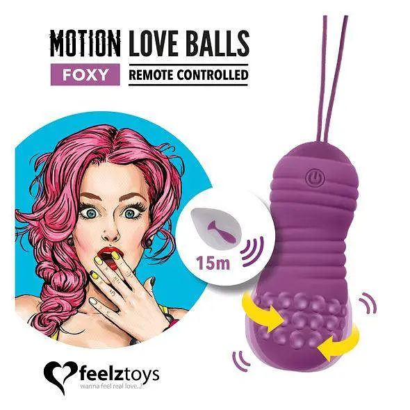 Вагінальні кульки з перловим масажем FeelzToys Motion Love Balls Foxy з пультом ДУ, 7 режимів - фото 2