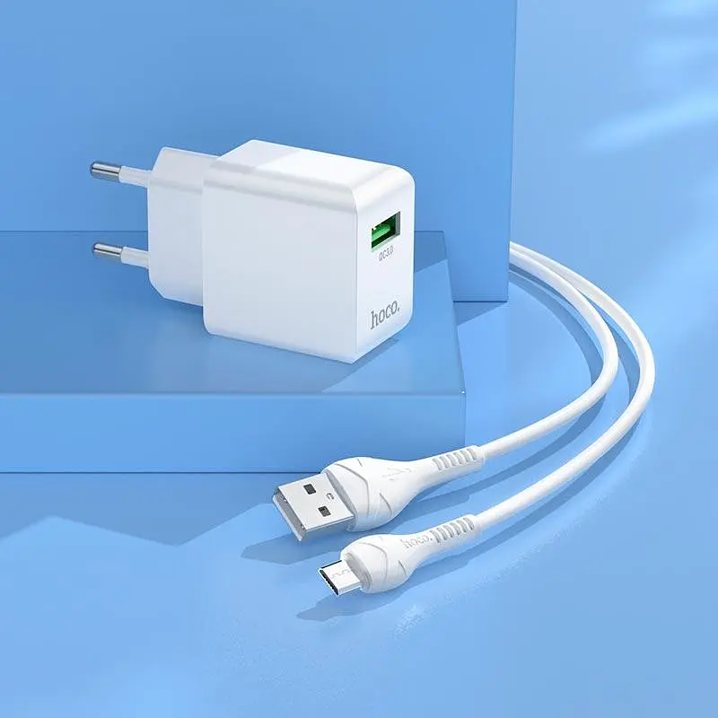 Комплект зарядного блока и кабеля Hoco Proton C98A Micro USB Cable 1USB 18W белый - фото 3