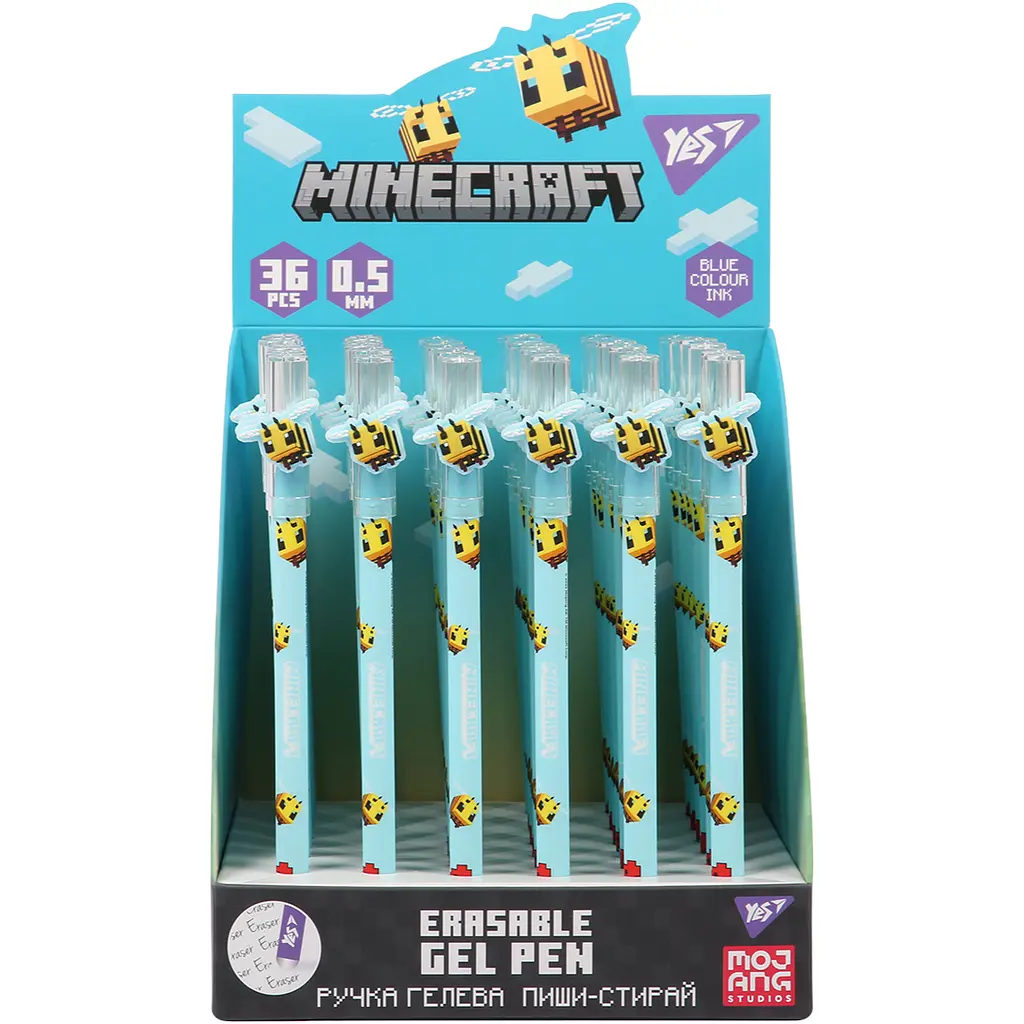 Ручка гелева пиши-стирай Yes Minecraft Spring 1 0.5 мм синя (420396) - фото 3