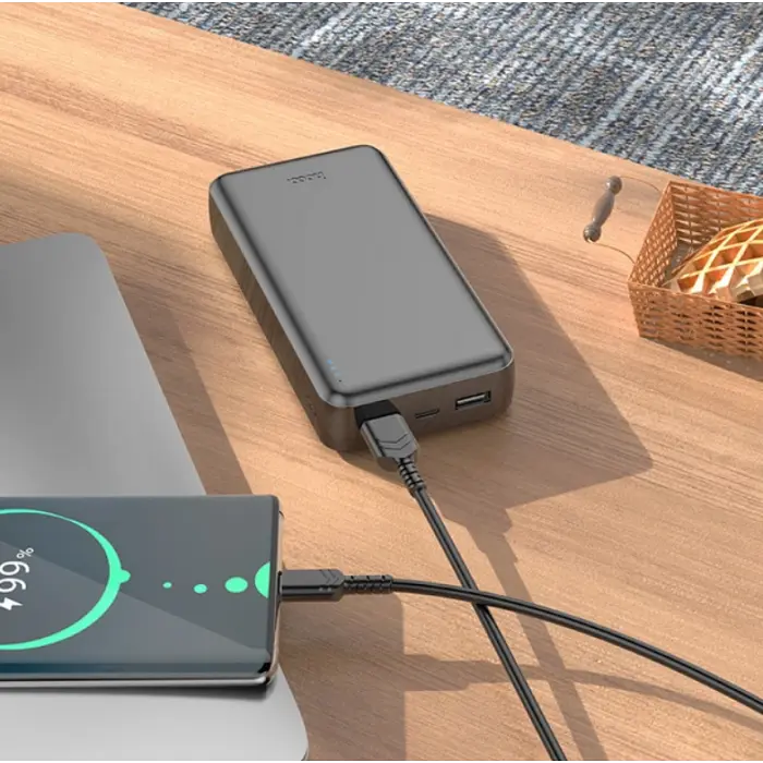 Зовнішній акумулятор Power bank HOCO J100A 20000 mAh Повербанк для телефона / Павербанк Чорний - фото 4