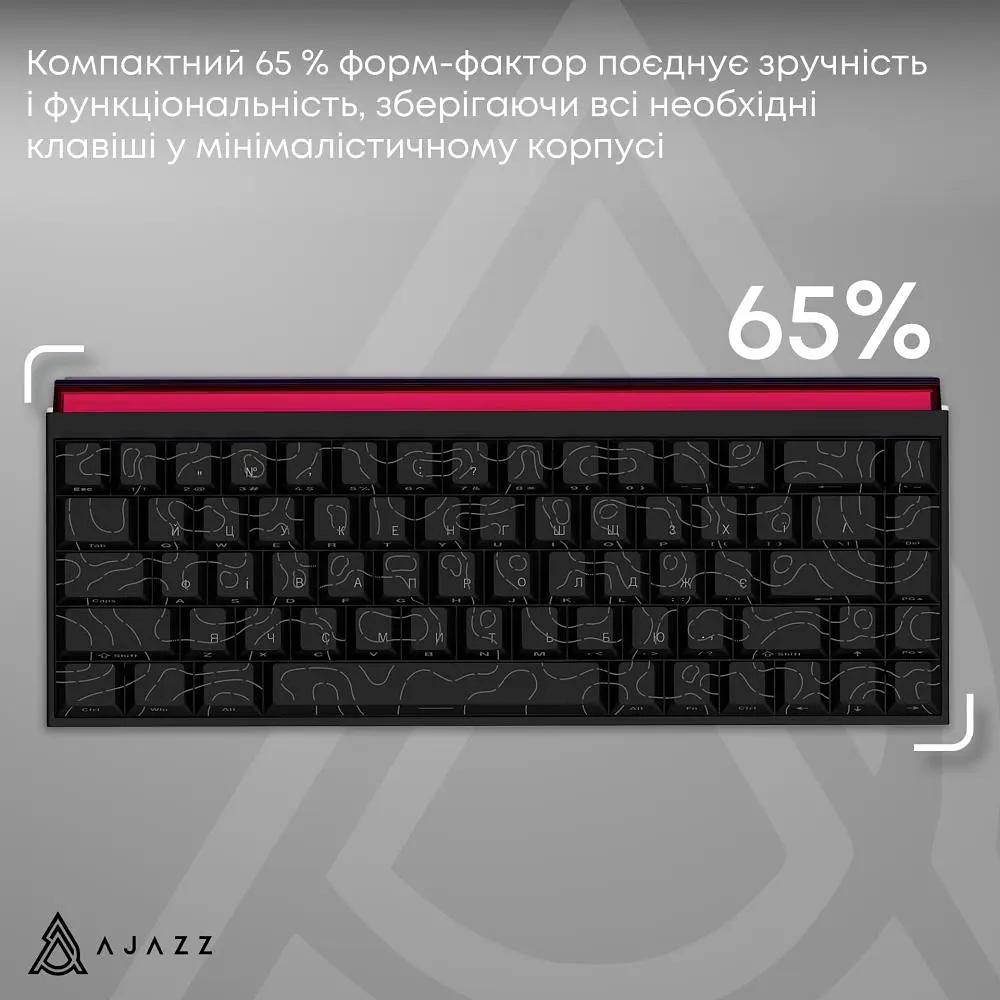 Клавіатура Ajazz NK68 Red Switch Black USB-C (NK68-R-S-B) - фото 7
