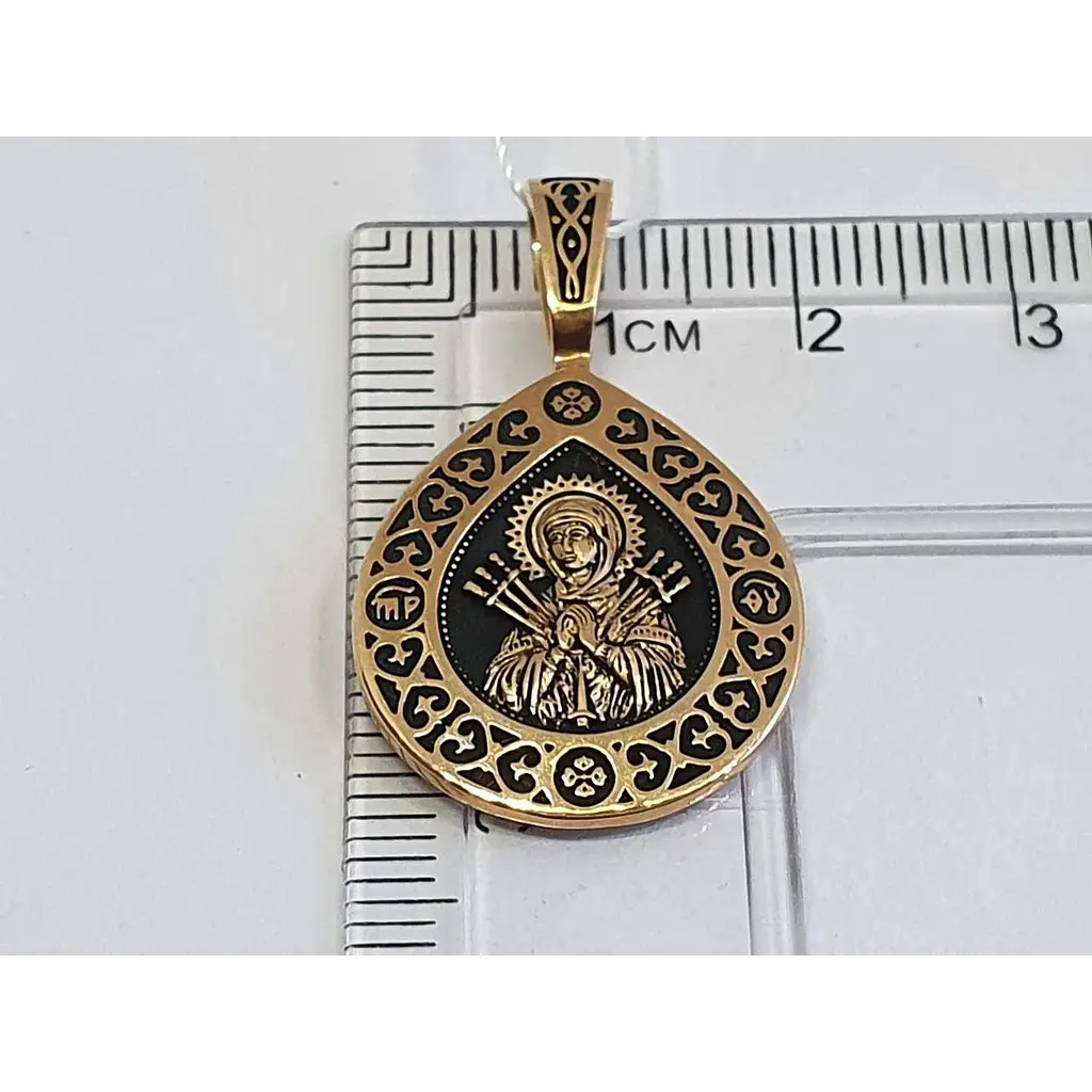 Золота підвіска-ікона Золотий Вік Богородиці "Пом'якшення злих сердець". 31400-3/01/4 - фото 4