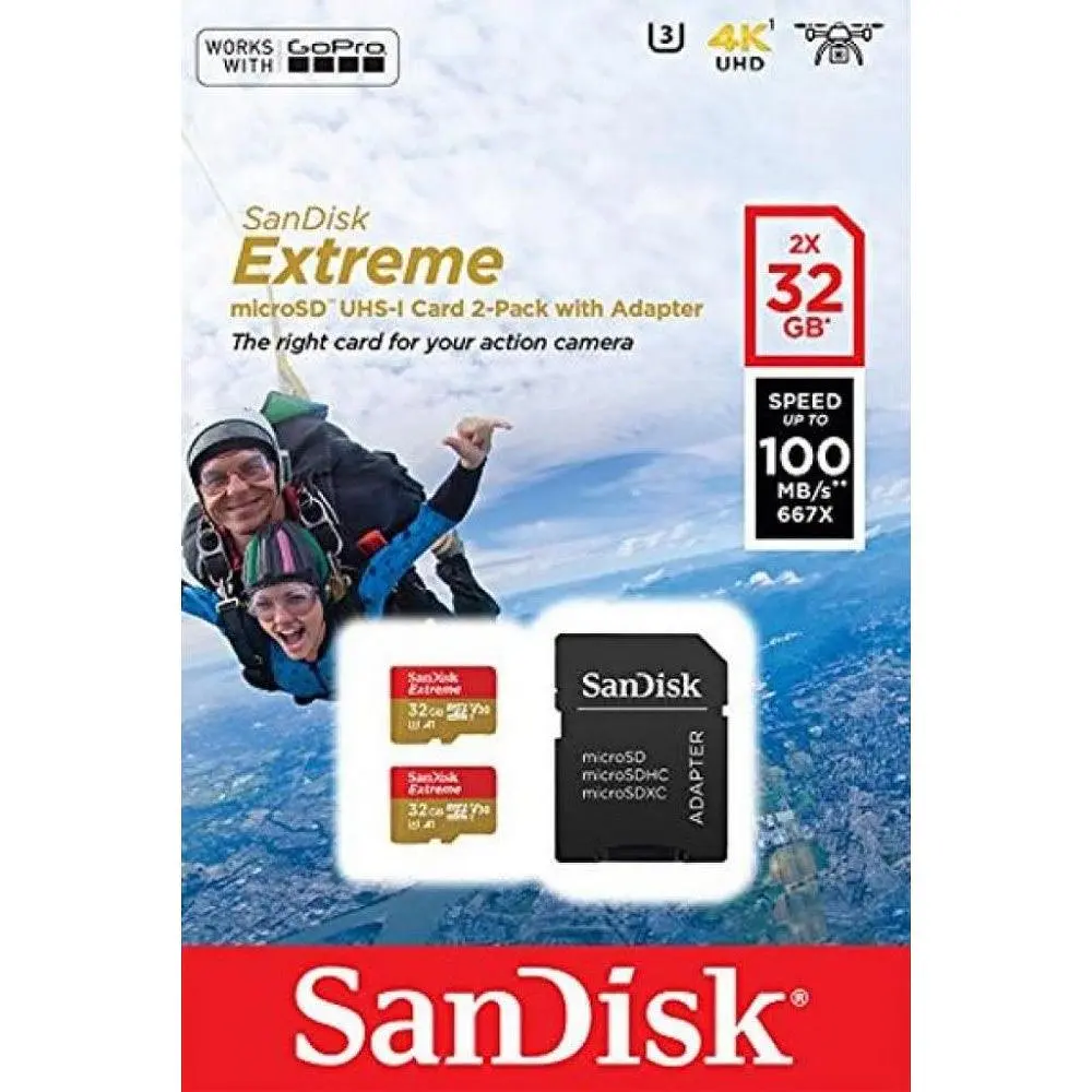 Карта пам'яті SanDisk Extreme microSDHC 2х32GB UHS-I U3 A1 V30 + SD Adapter (SDSQXAF-032G-GN6AT) [174441] - фото 4