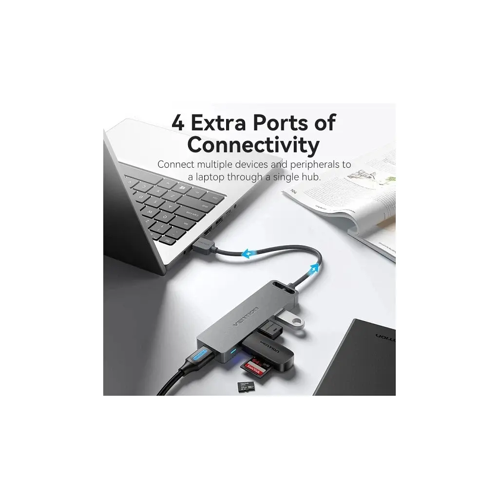 Концентратор Vention USB 3.0 to 4xUSB 3.0 0,15m black (CHLBB-SCB2) - фото 4