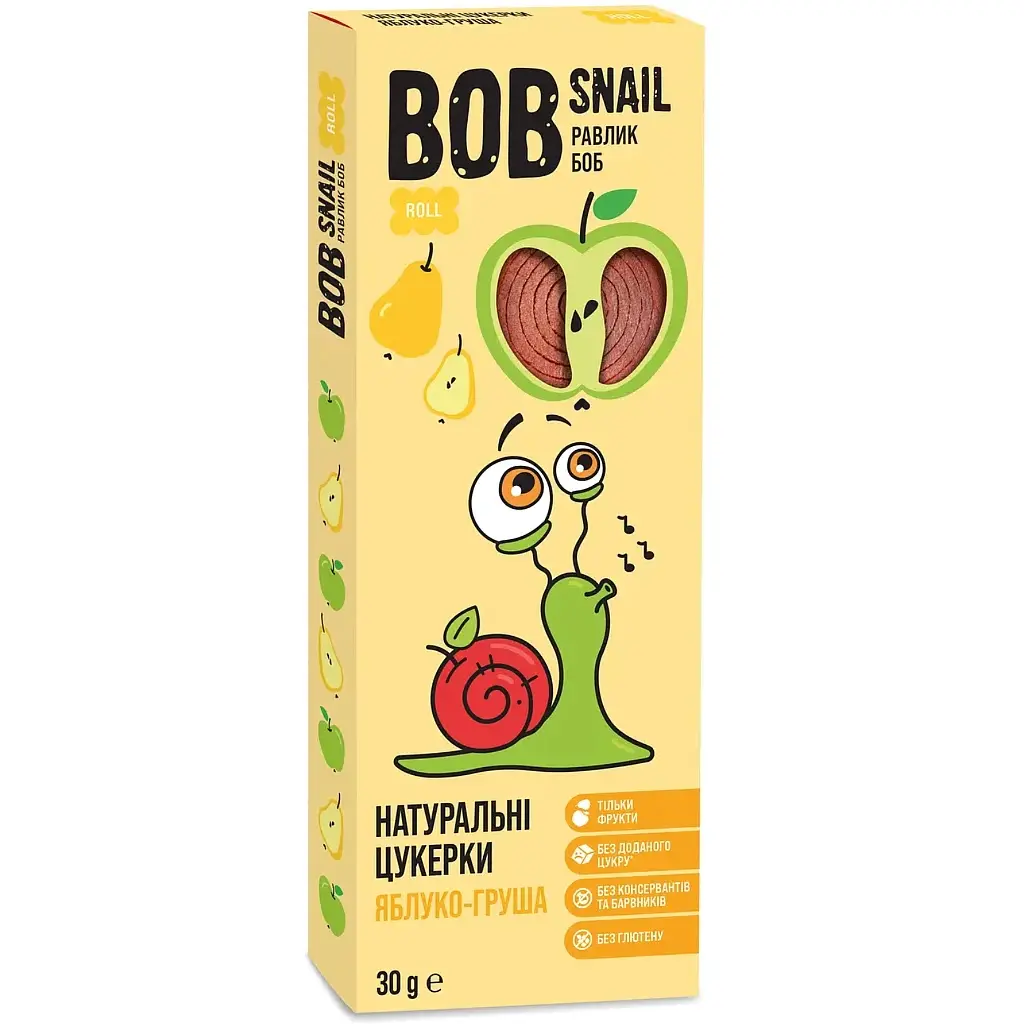 Цукерка Bob Snail Равлик Боб Яблоко-Груша 30 г (4820162520248)