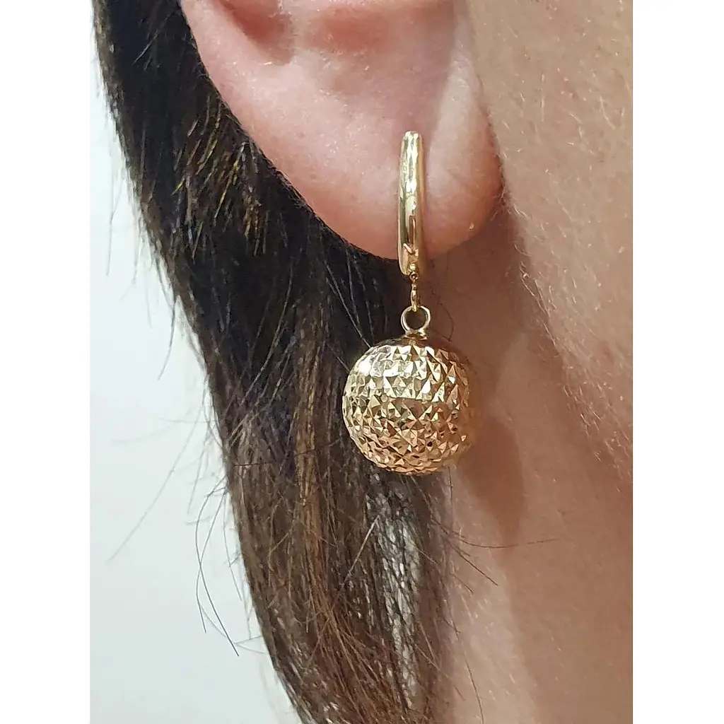 Золотые серьги-подвески Favoritum Шары с алмазной гранью. 210137_12_А_Л - фото 2