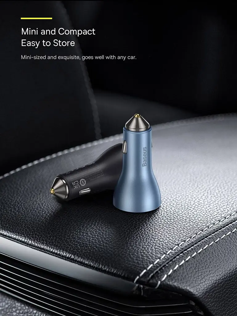 Автомобільний зарядний пристрій Baseus Golden Contactor Pro Triple Fast Charger Car Charger 65W U+C+C Dark Gray [CGJP010013] [77944] - фото 6
