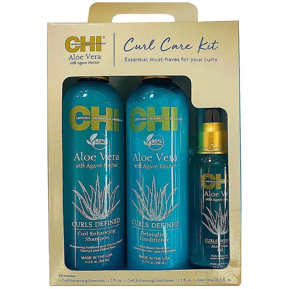 Набор CHI Aloe Vera Curl Care Kit для ухода за кудрями (шампунь 340 мл + кондиционер 340 мл + масло 89 мл) - фото 2