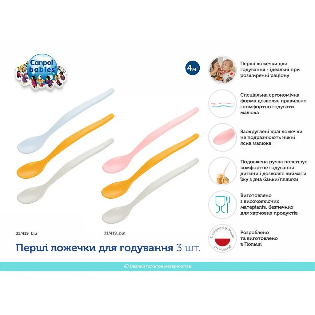 Первые ложечки для кормления Canpol babies 3 шт. розовая, белая и желтая (31/419_pin) - фото 14